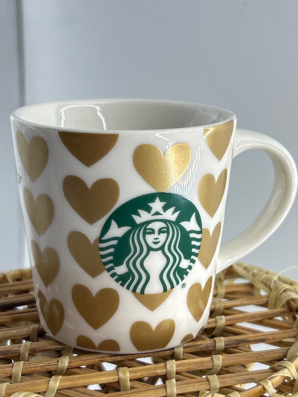 Starbucks 2015 Gold Hearts Espresso Demitasse Mini 3 oz Coffee Mug Cup